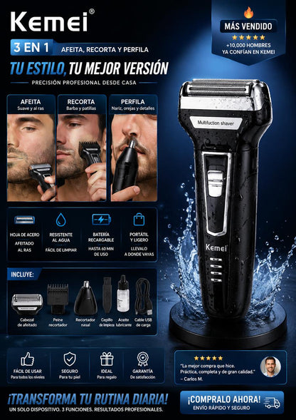 Corta pelo 3 en 1 Kemei