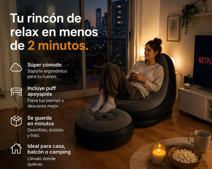 Sillon Inflable con apoya pies premium